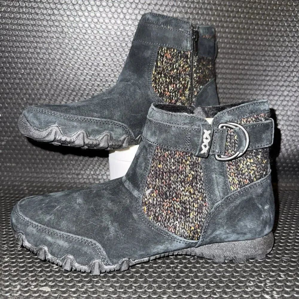 Skechers Bikers Lite High Grade Black Suede Comfort Booties Women’s Size 7